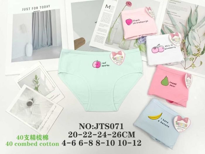 Труси дитячі "HENGWEI" JTS-071 дівчинка cotton, р. 4-6, 6-8, 8-10, 10-12 -асорті -(Однотонні +спереду фрукти та напис) -уп. мікс 12 шт