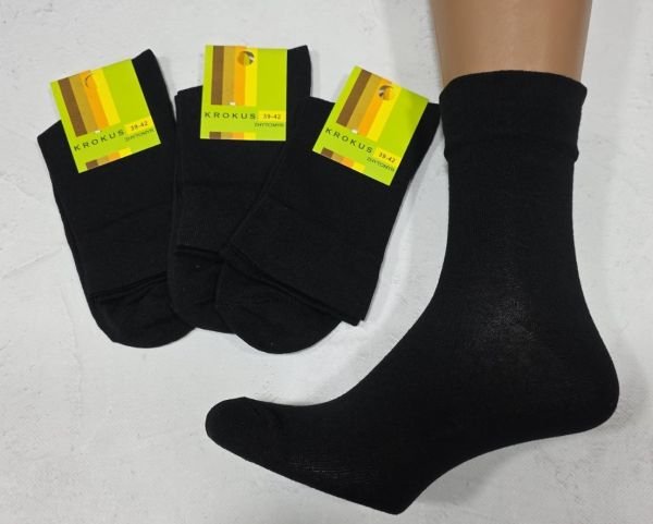 Шкарпетки Житомир "Крокус" 024-16 стрейч чоловічі "Без резинки" р. 39-42, 42-45 -(чорні -Б/р -з широким, плоским верхом /чол. -стрейчч)