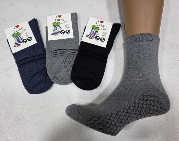 Шкарпетки Житомир "П.П. Красота-I Lucky socks" 113-03 стрейч чоловічі (біла етикетка), р. 25-27/39-42, 27-31/43-46 -асорті -(Середні /однотонні "з дихаючою підошвою "соти") -уп. 12 шт (25-27)