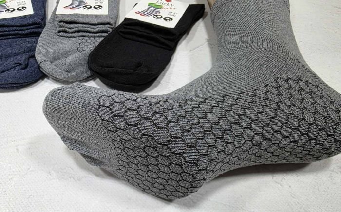 Шкарпетки Житомир "П.П. Красота-I Lucky socks" 113-03 стрейч чоловічі (біла етикетка), р. 25-27/39-42, 27-31/43-46 -асорті -(Середні /однотонні "з дихаючою підошвою "соти") -уп. 12 шт (25-27)