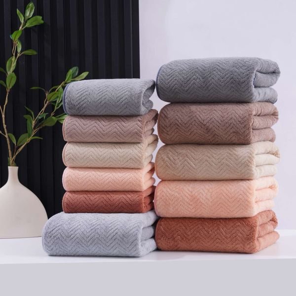 Рушник 80195-В лицьовий з пухнастої мікрофібри-травки, р. 100*50 -уп. 6 шт -(Однотонний з рельєфним візерунком -обличчя)