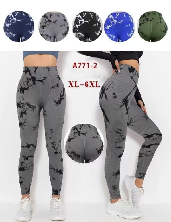 Лосини "Золото" 771-2 безшовні в рубчик з ефектом пуш-ап (Push-up), р. XL-6XL -(46-50) -(Мармурові /кольорові -випадковий мікс забарвлення в упаковці!) -уп. 6 шт