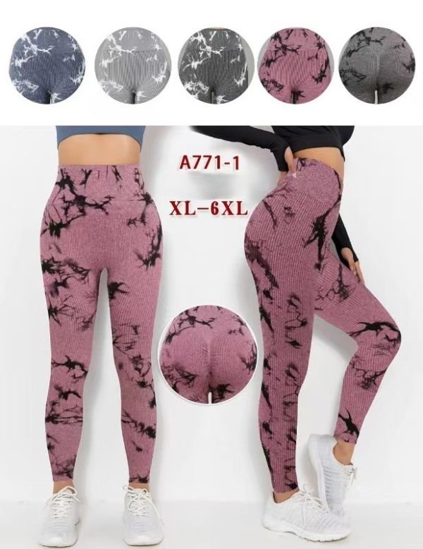 Лосини "Золото" 771-1 безшовні в рубчик з ефектом пуш-ап (Push-up), р. XL-6XL -(46-50) -(Мармурові /кольорові -випадковий мікс забарвлення в упаковці!) -уп. 6 шт