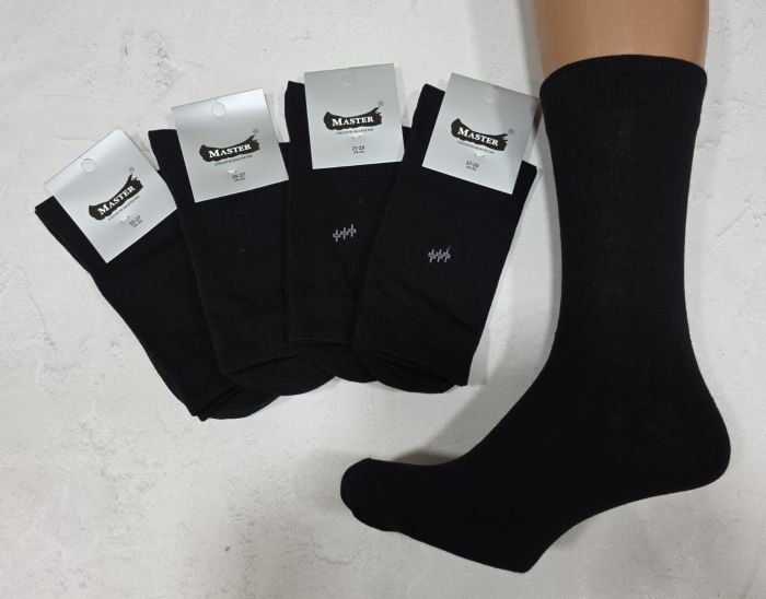 Шкарпетки Житомир "Мaster" 821-0 стрейч /cotton чоловічі "NEW-Еліт класика" (срібляста етикетка) р. 25-27 -(чорні -NEW -стрейч) -уп. 12 шт