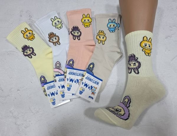 Шкарпетки "Хома /демі" 816 дитячі стрейч-бавовна на розмір за довжиною стопи: 16-18, 18-20, 20-22 -випадкове асорті -(Високі з малюнком Ла-бу -стрейч)