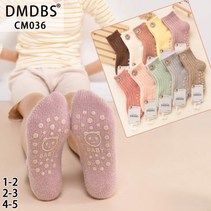Шкарпетки "DMDBS" CМ-036 кашемір дитячі, р. 1-2, 2-3, 4-5 років -асорті -(Однотонні/ кольорові в рубчик +силіконові гальма на стопі) -уп. 10 шт
