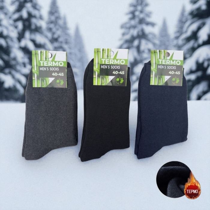 Шкарпетки "Дукат-THERMO men`s socks" М-4175-02 махрові чоловічі (NEW етикетка із салатовим бамбуком) р. 40-45 -(Махра -асорті) -уп. 12 шт