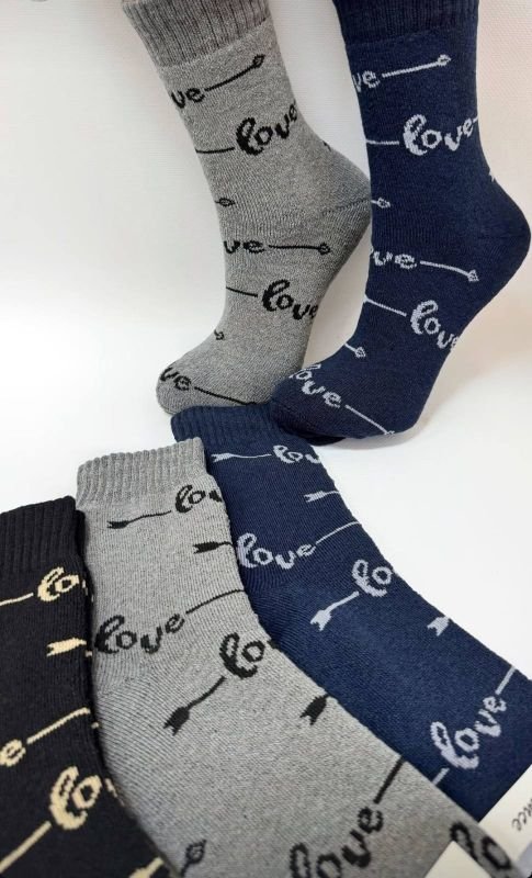 Шкарпетки Житомир "LIMERENCE" 4960-65 махрові жіночі, р. 36-40 -асорті -(Махра -високі -темні +між стрілок напис Love) -уп. 12 шт