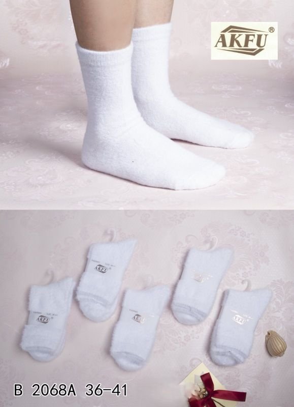 Шкарпетки "AKFU" В-2268-А термо альпака жіночі, р. 36-41 -(Білі /високі) -уп. 10 шт