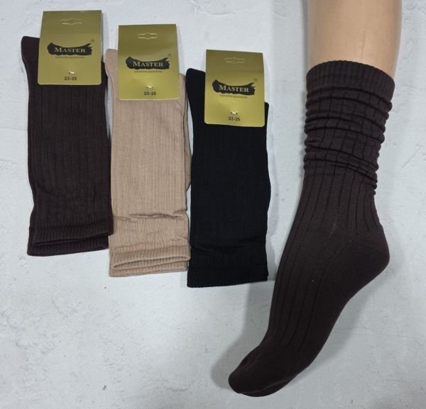 Гольфи /шкарпетки під Угги "Master" 9440-08 напівмахрові в рубчик з махровою підошвою жіночі, р. 23-25 -(випадкове асорті з темними кольорами) -уп. 12 шт