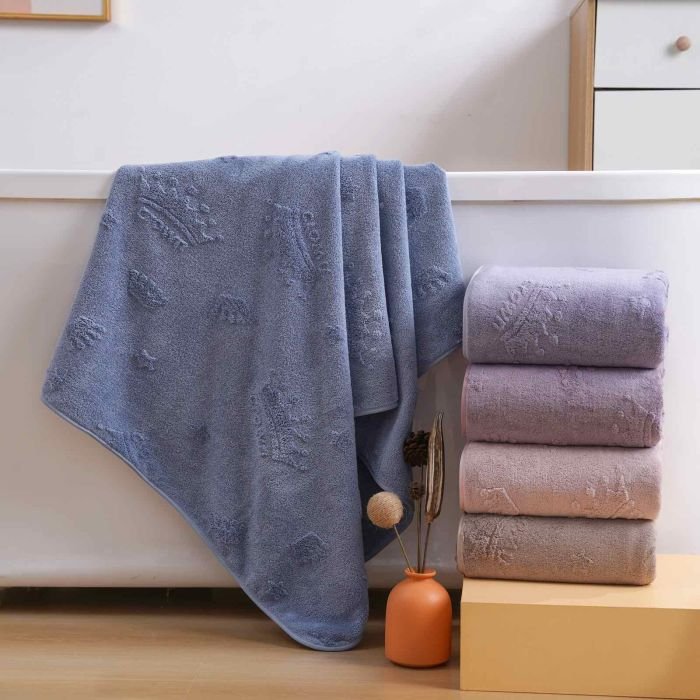 Рушник 80198-А-126 банний з мікрофібри-травки, р. 140*70 -уп. 3 шт -(Однотонний з однотонним візерунком -баня)