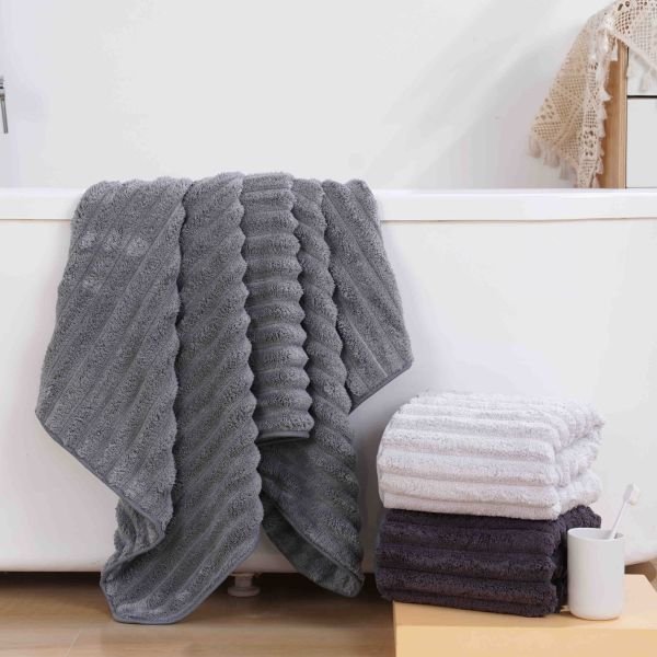 Рушник 80207-В-216 лицьовий з пухнастої мікрофібри-травки р. 90*45 -уп. 6 шт -("Шарпей"-сірий мікс -обличчя)