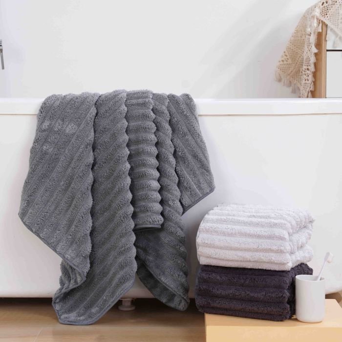 Рушник 80207-В-216 лицьовий з пухнастої мікрофібри-травки р. 90*45 -уп. 6 шт -("Шарпей"-сірий мікс -обличчя)