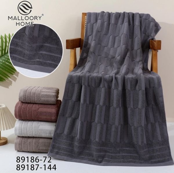 Рушник 89186-72 банний cotton -махра, р. 140*70 -уп. 6 шт -(Однотонний +з 3D візерунком з прямокутників та смужок -баня)