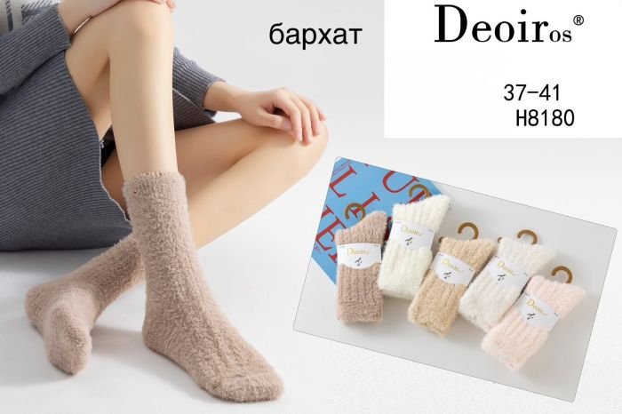 Шкарпетки "Deoiros" Н-8180 пінгвін вельвет жіночі, р. 37-41 -асорті -(Однотонні /пухнасті в рельєфний рубчик) -уп. 10 шт