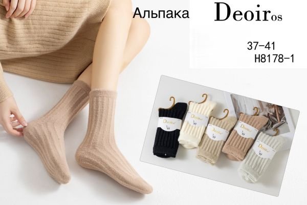 Шкарпетки "Deoiros" Н-8178-1 альпака вовна жіночі, р. 37-41 -асорті -(Однотонні /м'які в рельєфний рубчик) -уп. 10 шт