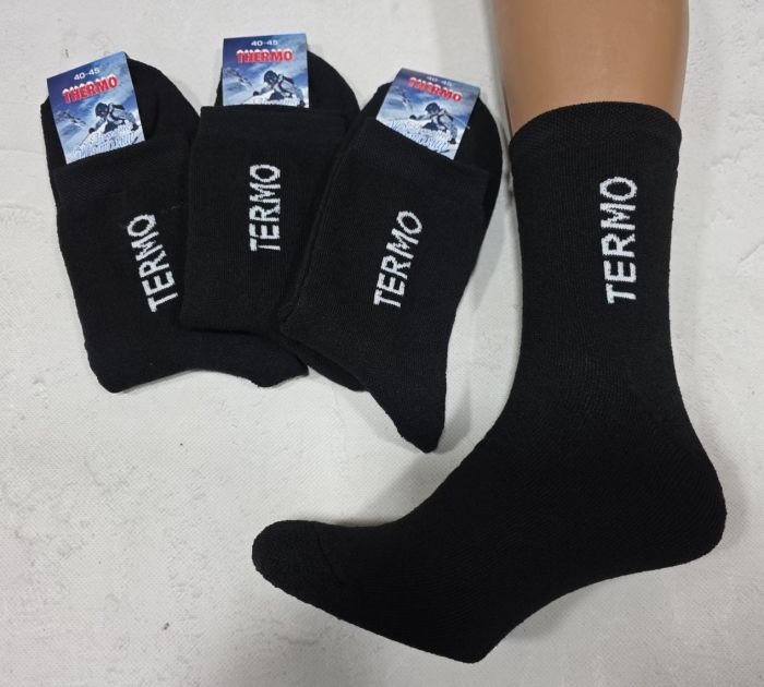 Шкарпетки Житомир "Преміум" 3002-4 махрові чоловічі, р. 40-45 -(Махра -чорні -Термо -гладкі) -уп. 12 шт.