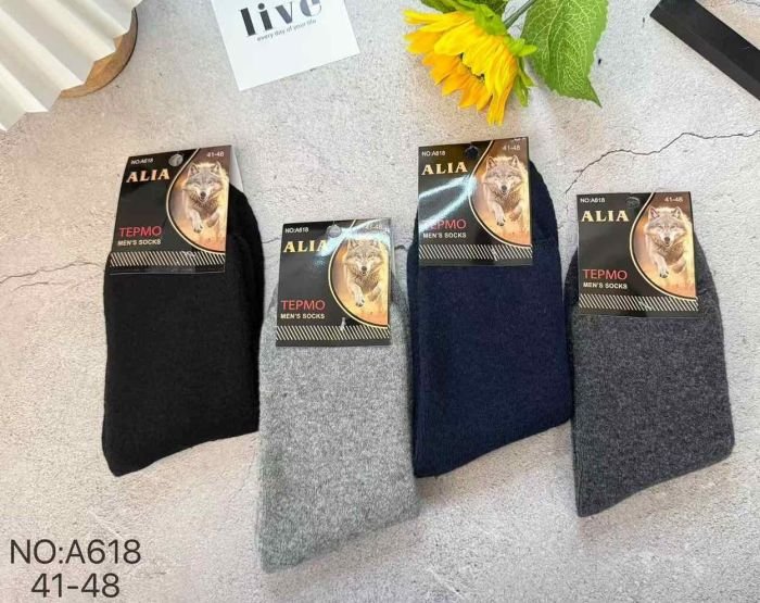 Шкарпетки "Алія" А-618 термо махрові +собача вовна чоловічі, р. 41-48 -асорті -(Однотонні) -уп. 12 шт