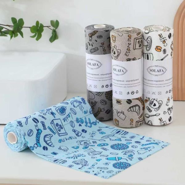 Серветки у рулоні 3625-144 мікрофібра-велюр, р. 25*25 -(з кавовою тематикою /1 уп. -20 шт -Без вибору кольору!!!)