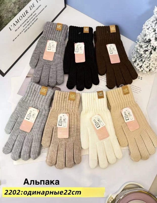 Рукавички жіночі "Anjela" 2202 з начосом +з пальцем для сенсорного екрану, асорті -(Однотонні в рубчик +на манжеті емблема UCC) -уп. 12 шт.