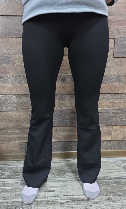 Лосини "Kenalin" W-18-1 кльош у дрібний рубчик на збитому плюшевому флісі з коригуючими тейпами /мембраною +з широким поясом утяжкою +з підтяжкою живота та сідниць з пуш-ап ефектом (Push-up), р. XXS/XS-(42-46), S/M-(44-48), L/XL-(46-50), 2XL/3XL-(48-52) -(чорні)