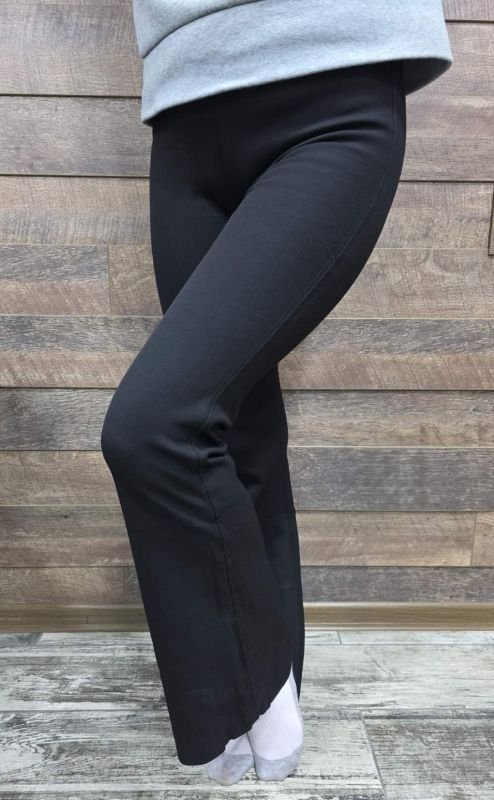 Лосини "Kenalin" W-18-1 кльош у дрібний рубчик на збитому плюшевому флісі з коригуючими тейпами /мембраною +з широким поясом утяжкою +з підтяжкою живота та сідниць з пуш-ап ефектом (Push-up), р. XXS/XS-(42-46), S/M-(44-48), L/XL-(46-50), 2XL/3XL-(48-52) -(чорні)