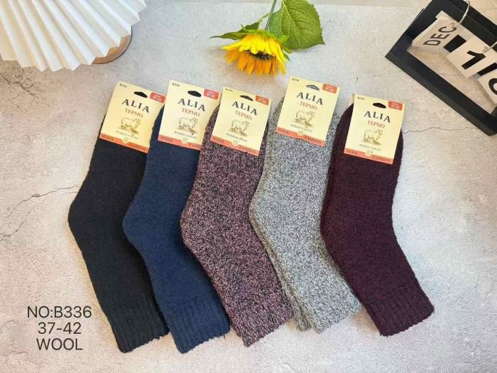 Шкарпетки "KALIA" В-336-1 термо вовна +ангора на махрі жіночі, р. 37-42 -випадкове асорті кольорів -(меланжеві -в'язані -жін.) -уп. 12 шт