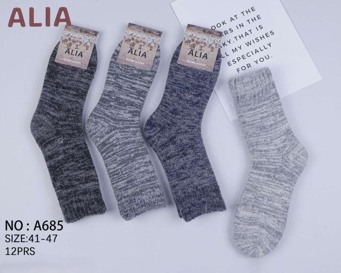 Шкарпетки "KALIA" А-685 термо вовна +ангора на махрі чоловічі, р. 41-47 -випадкове асорті кольорів -(меланжеві -в'язані -чол.) -уп. 12 шт