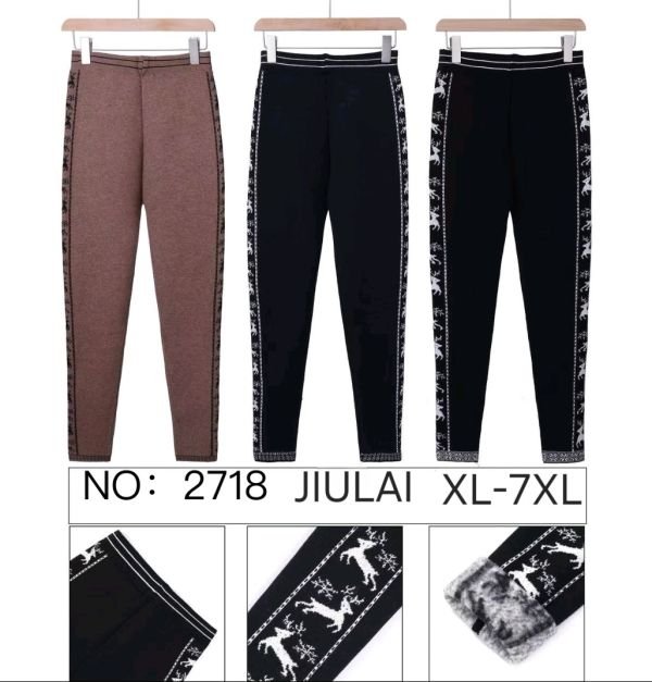 Лосини "JIULAI" 2718 щільні з ангори та вовни з густим начосом +з боків мікс візерунки, р. XL-7XL-(52-58)