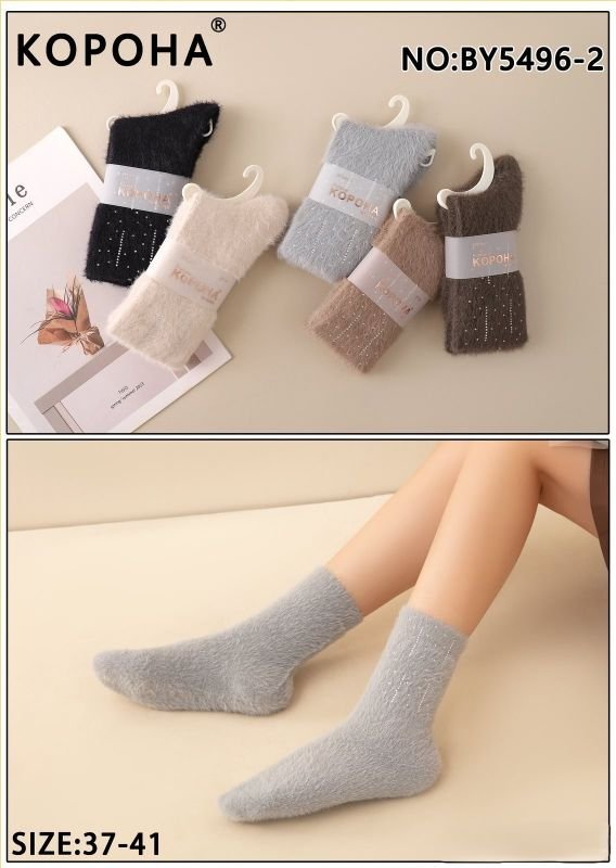 Шкарпетки "КОРОНА" ВY-5496-2 норка жіночі, р. 37-41 асорті -(Однотонні +збоку камінці) -уп. 10 шт