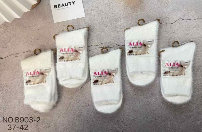 Шкарпетки "ALIA" В-903-2 норка вовна жіночі, р. 37-42 -(Білі /високі) -уп. 10 шт