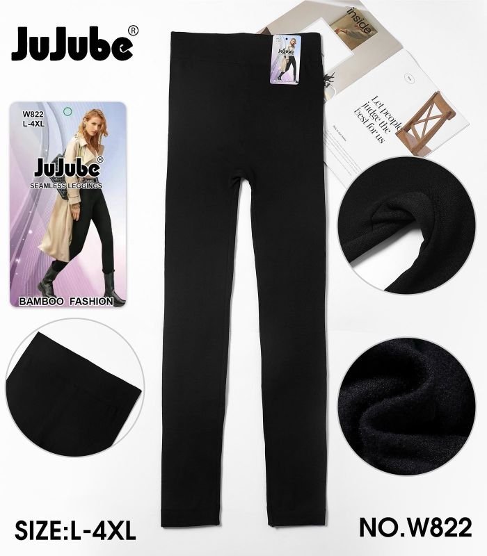 Лосини "JUJUBE" 822 безшовні на байці, р. L/4XL-(48-52) -(чорні)