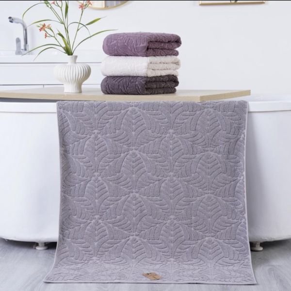 Рушник 6301-А банний cotton -махра, р. 140*70 -уп. 4 шт -(Однотонний у рельєфний візерунок -баня)