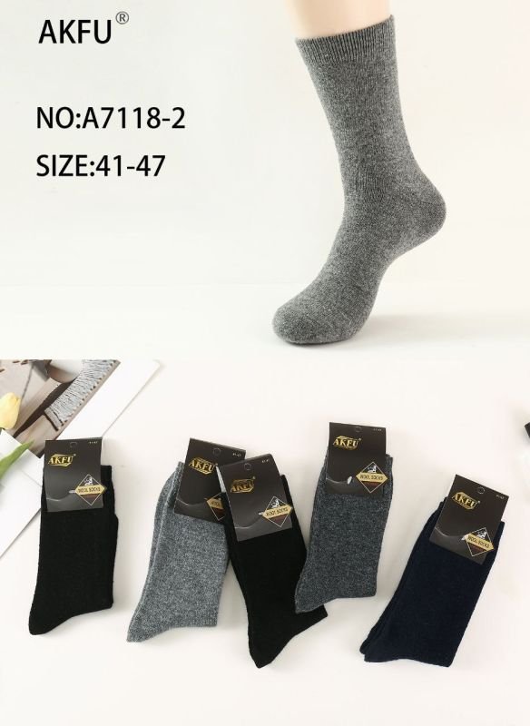Шкарпетки "AKFU" А-7118-2 вовняні чоловічі, р. 41-47 -(асорті /однотонні) -уп. 10 шт