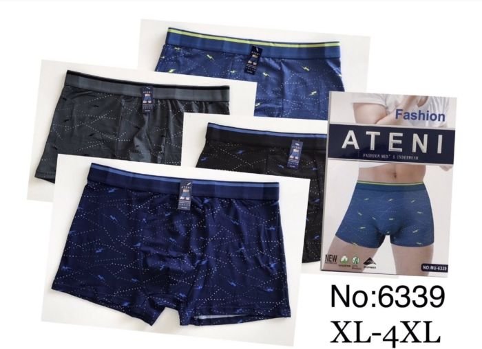 Боксери "ATENI" 6339 cotton+bamboo р. Хl, 2XL, 3XL, 4XL ростовка 12 шт/випадковий мікс розмірів