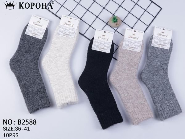Шкарпетки "Корона" В-2588 термо вовняні махрові жіночі, р. 36-41 асорті -(Товсті/ однотонні -жін.) -уп. 10 шт