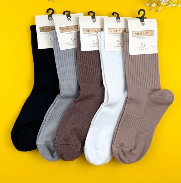 Шкарпетки "NICE A.M.L." 823 кашемірові напівмахрові/ махровий слід жіночі, р. 36-40 -асорті -(Кашемір високі +махрова підошва /стопа -однотонні з високою високою гумкою в рубчик) -уп. 10 шт