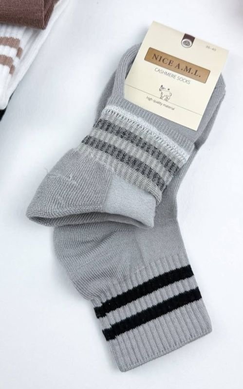 Шкарпетки "NICE A.M.L." 836 кашемірові напівмахрові/ махровий слід жіночі, р. 36-40 -асорті -(Кашемір середні +махрова підошва /стопа -однотонні +на широкій гумці в рубчик дві смужки) -уп. 10 шт