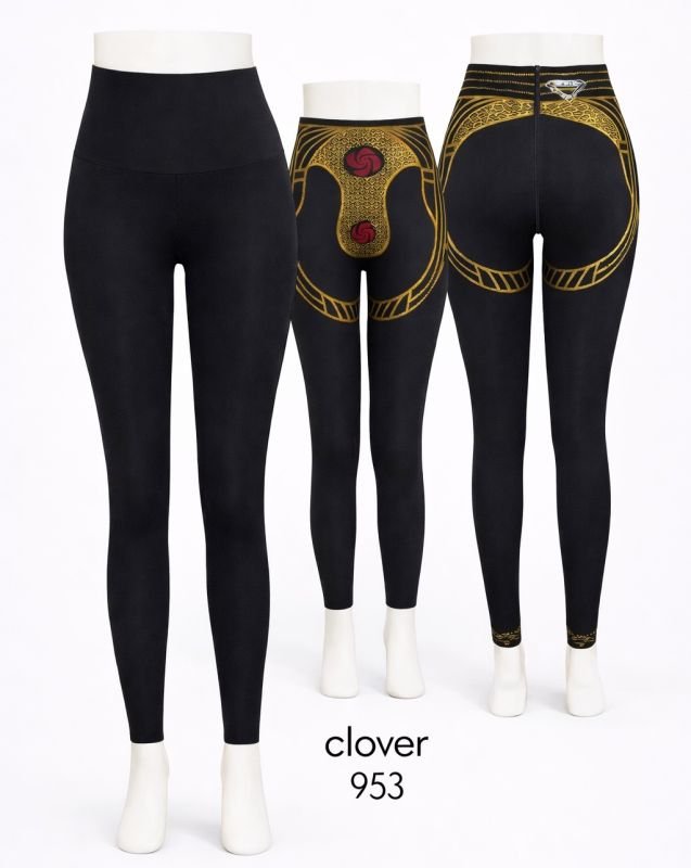 Лосини "Clover" 953 демі гладкі корсетного типу з коригуючою мембраною та з тейпами +з широким поясом утяжкою +з підтяжкою живота та сідниць з пуш-ап ефектом (Push-up), р. S-(42-44), М-(44-46), L-(46-48), XL-(48-50) -(чорні)