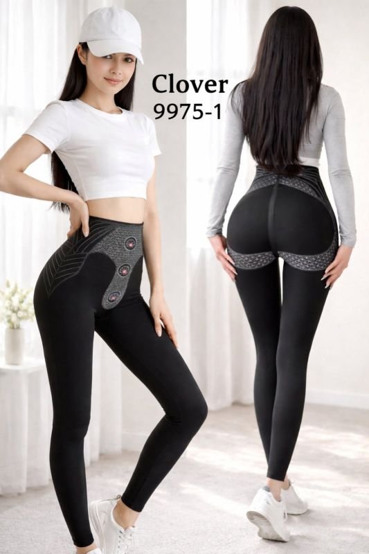 Лосини "Clover" 9975-1 демі гладкі корсетного типу з посиленою коригуючою мембраною та з тейпами +з широким поясом утяжкою +з підтяжкою живота та сідниць з пуш-ап ефектом (Push-up), р. S-(42-44), М-(44-46), L-(46-48), XL-(48-50) -(чорні)