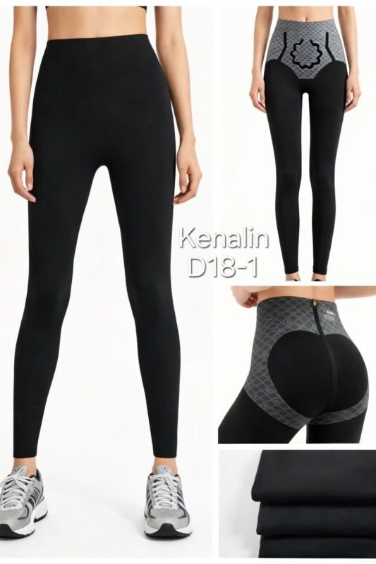 Лосини "Kenalin" D18-1 демі еластичні гладкі з коригуючою мембраною та з тейпами +з широким поясом утяжкою +з підтяжкою живота та сідниць з пуш-ап ефектом (Push-up), р. XXS/XS-(42-46), S/M-(44-48), L/XL-(46-50), 2XL3XL-(48-52) -(чорні)