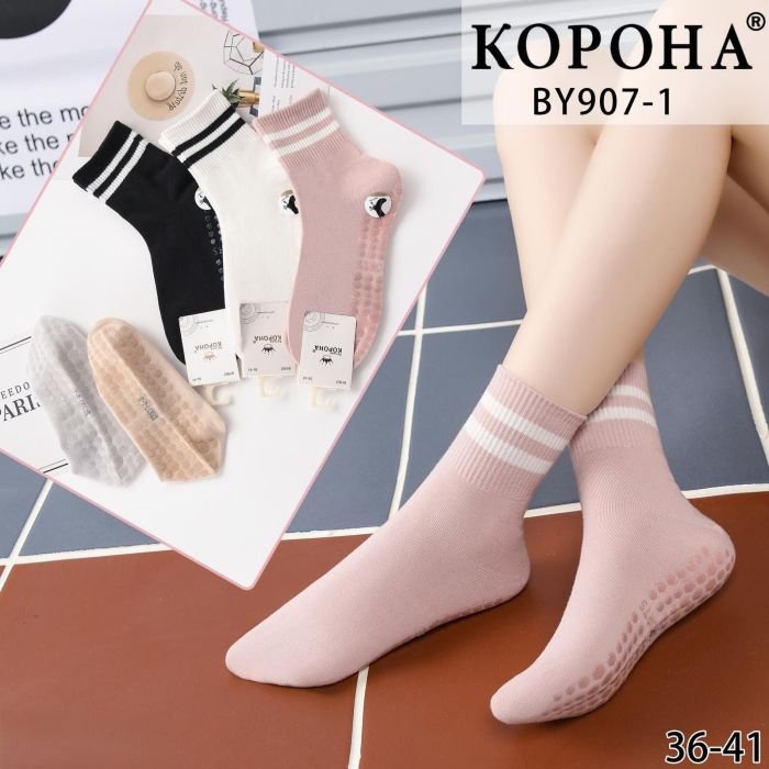 Шкарпетки "Корона" ВY-907-1 стрейч /cotton з гальмами на стопі жіночі, р. 36-41 -асорті -(Однотонні + на широкій гумці в рубчик дві смужки +гальма на стопі) -уп. 10 шт