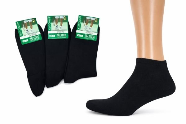 Шкарпетки Житомир "Мaster" 515 стрейч /cotton чоловічі "Спорт-короткі" р. 25-27, 27-29 -(чорні -короткі -гладь)