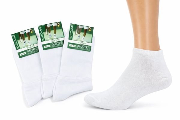 Шкарпетки Житомир "Мaster" 515-2 стрейч /cotton чоловічі "Спорт-короткі" р. 25-27, 27-29 -(білі -короткі -гладь)