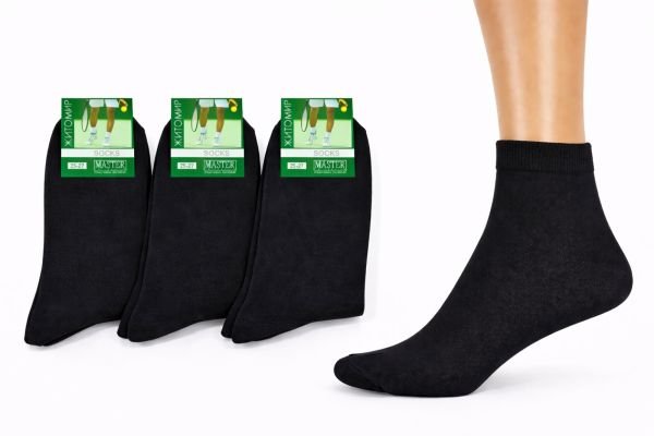 Шкарпетки Житомир "Мaster" 618 стрейч /cotton чоловічі "Спорт-середні-гладь" р. 25-27, 27-29, 31-33-(чорні /середні -гладь) -уп. 12 шт