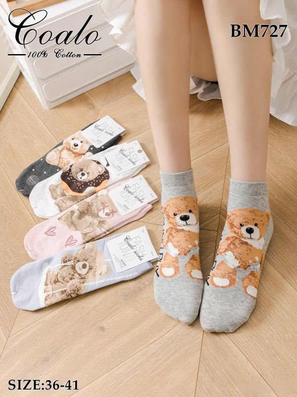 Шкарпетки "COALO" BМ-727 стрейч /cotton жіночі, р. 36-41 -асорті -(укорочені /3D -мікс різних ведмедиків) - уп. 10 шт