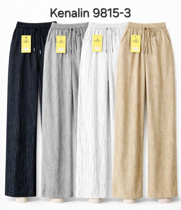 Прогулянкові штани "Kenalin" 9815-3 з легкої тканини вільного крою з широким низом +спереду з боків кишені, р. 3XL/4XL-(42-46), 4XL/5XL-(44-48), 5XL/6XL-(46-50)