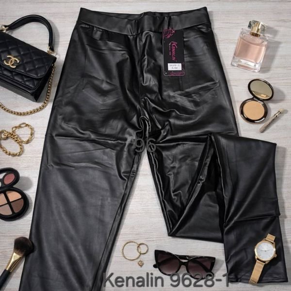 Лосини "KENALIN" 9628-1 з екошкіри + ззаду кишені р. S/m-(40-42) -(чорні)