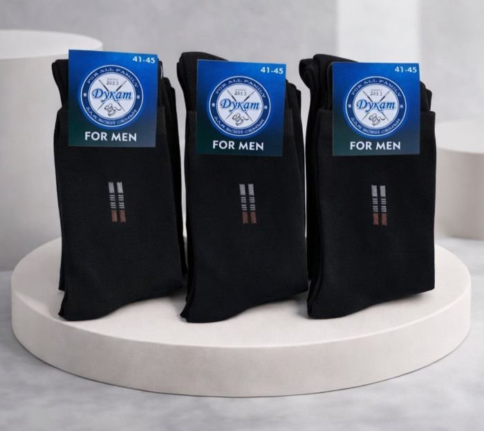 Шкарпетки "Дукат-FOR MEN" С419-2 стрейч "класика" чоловічі -(синя етикетка) р. 41-45 -(чорні +збоку дві смужки у довжину -стрейч)- уп. 12 шт