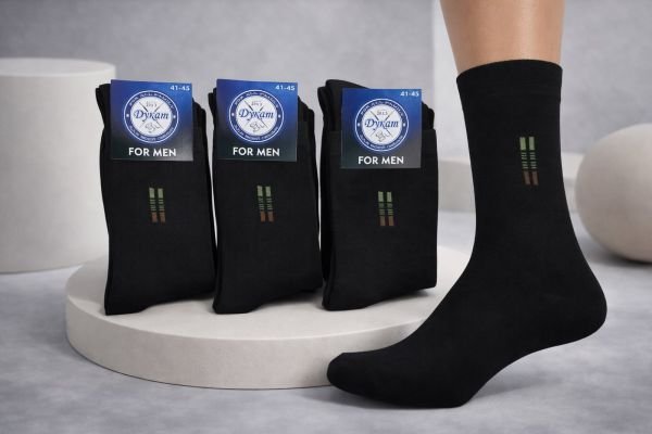Шкарпетки "Дукат-FOR MEN" С419-2 стрейч "класика" чоловічі -(синя етикетка) р. 41-45 -(чорні +збоку дві смужки у довжину -стрейч)- уп. 12 шт